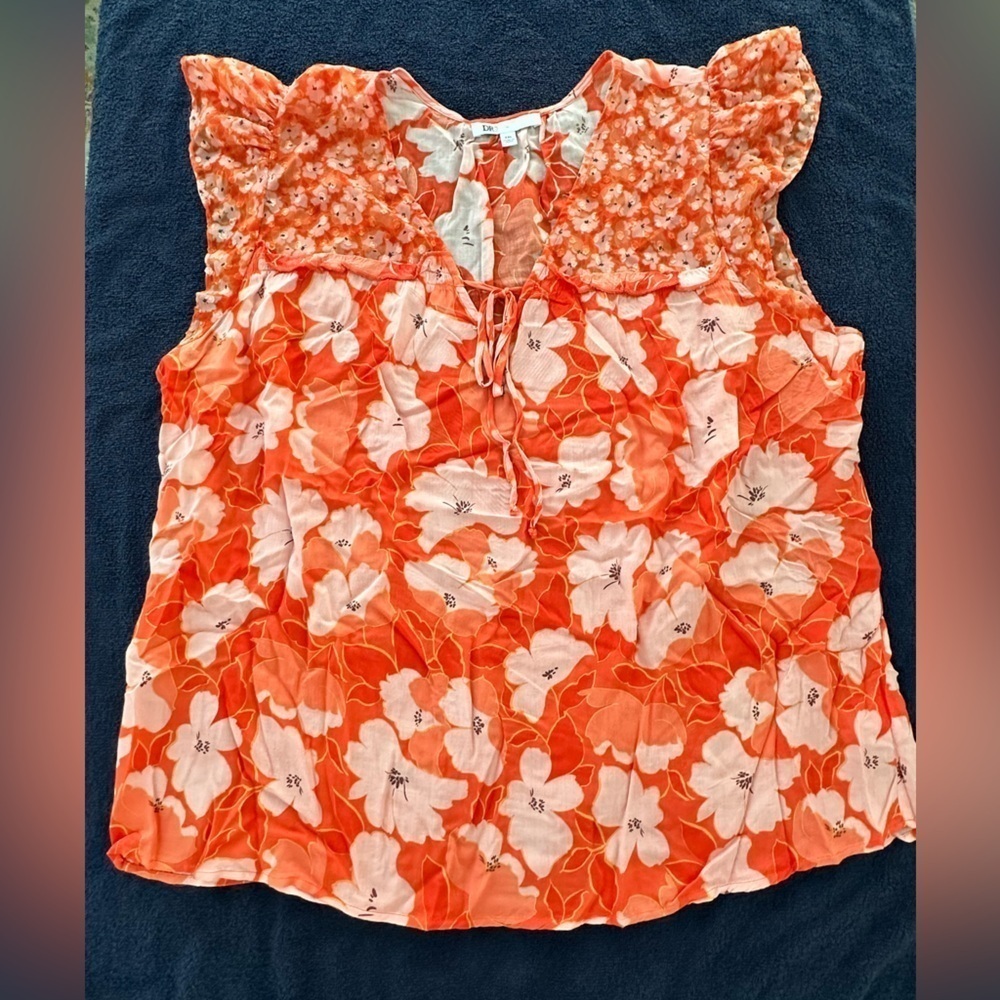 DR2 Gorgeous Cap Sleeve Lightweight Orange/Pink Floral Too Size XXL - Picture 10 of 10